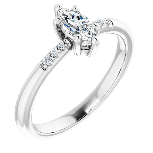 14K White Engagement Ring Mounting