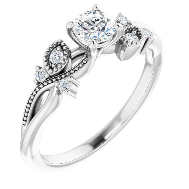 18K White Engagement Ring Mounting