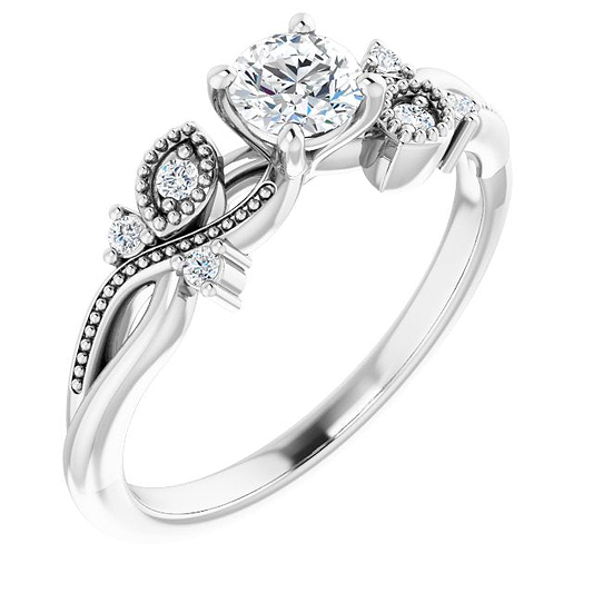 18K White Engagement Ring Mounting