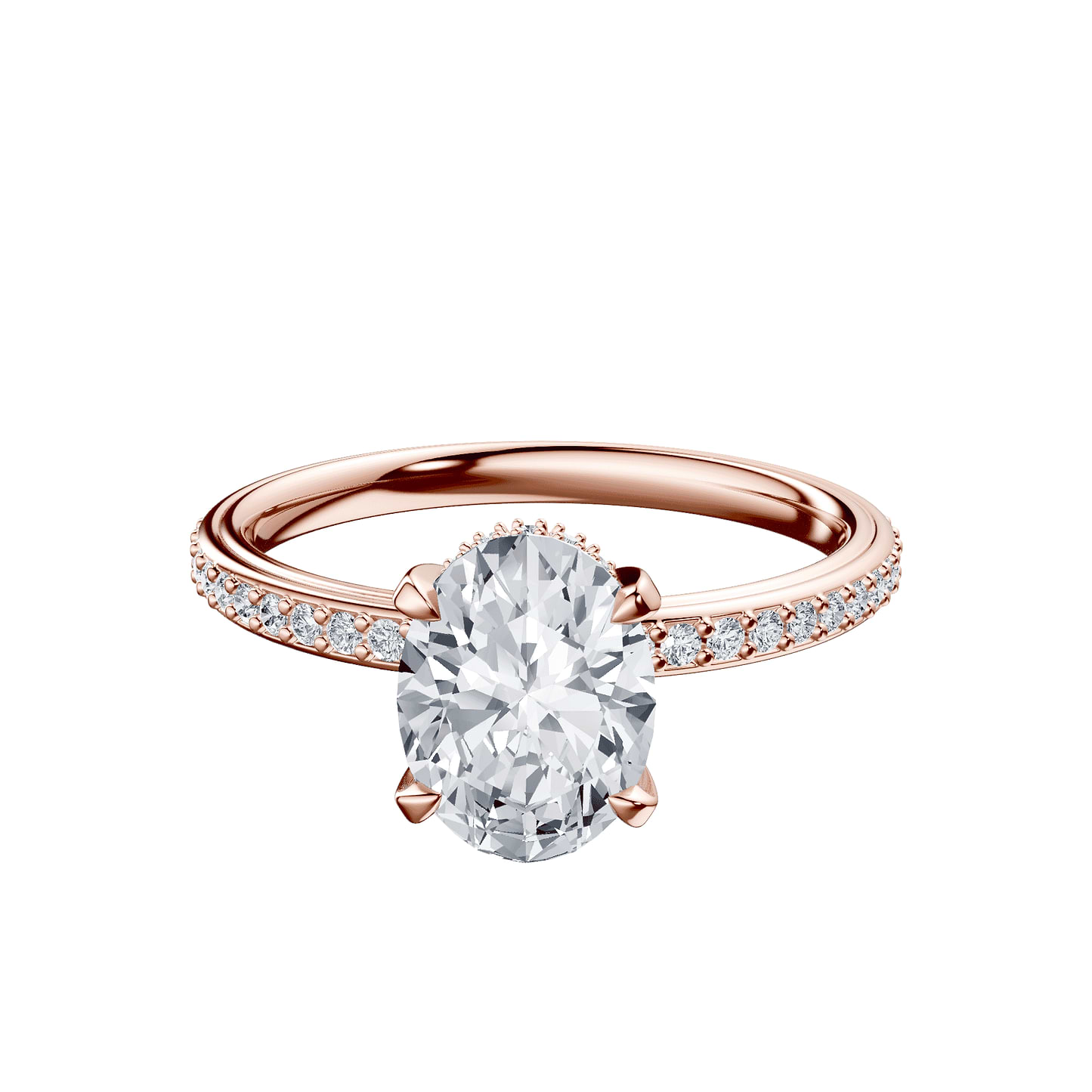 Oval 2ct 14K Rose Gold Ring