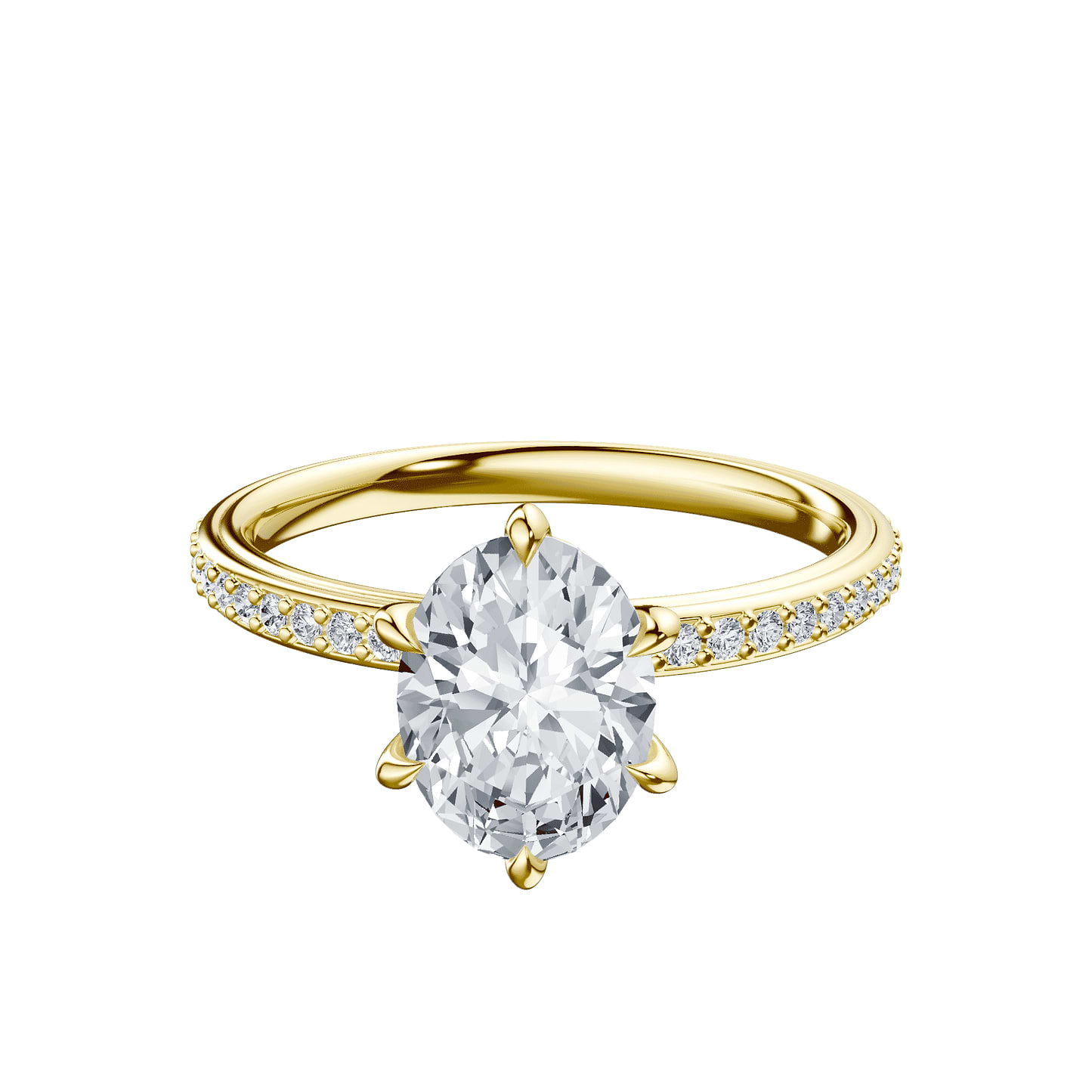 Oval 2ct 14K Yellow Gold Ring