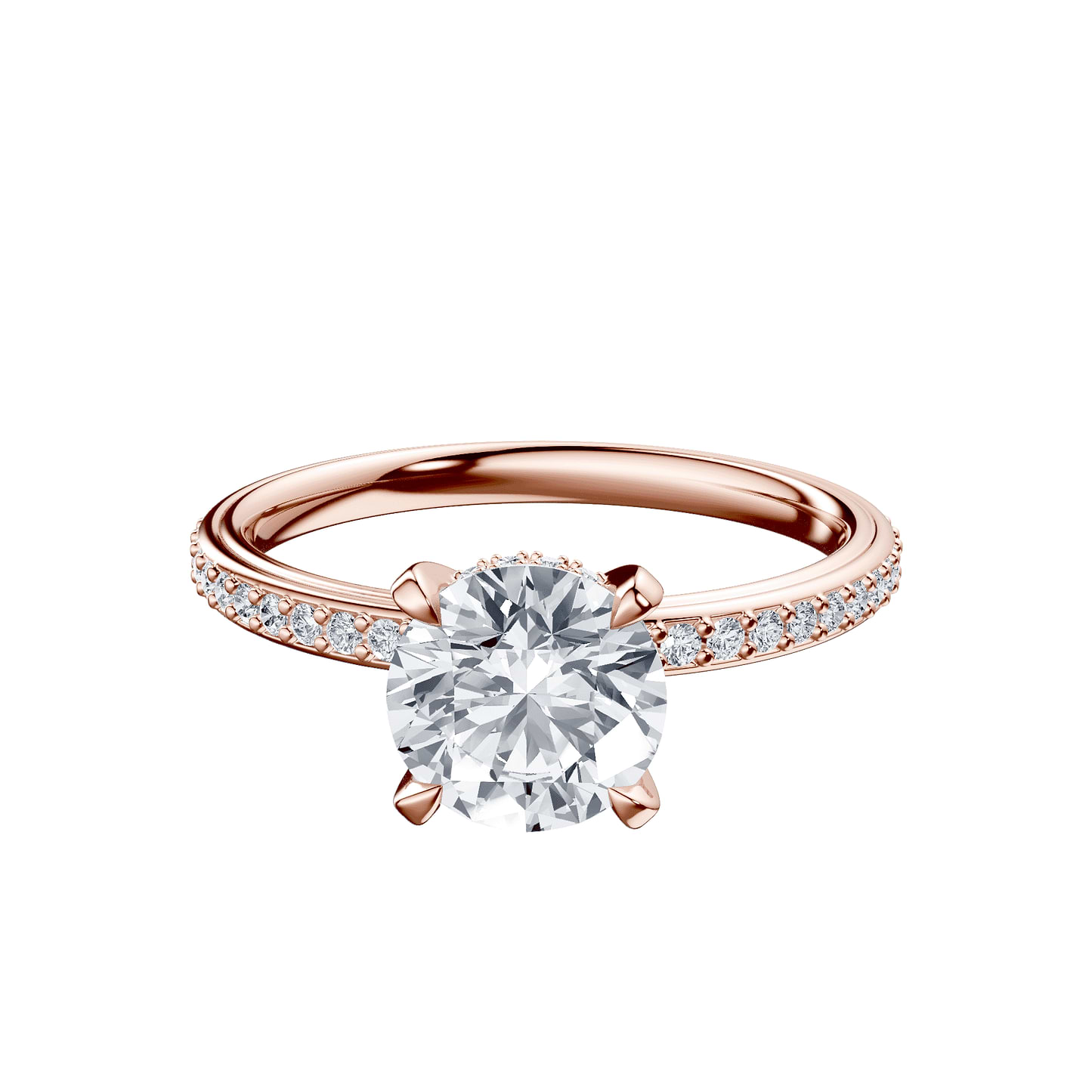 Round 2ct 14K Rose Gold Ring
