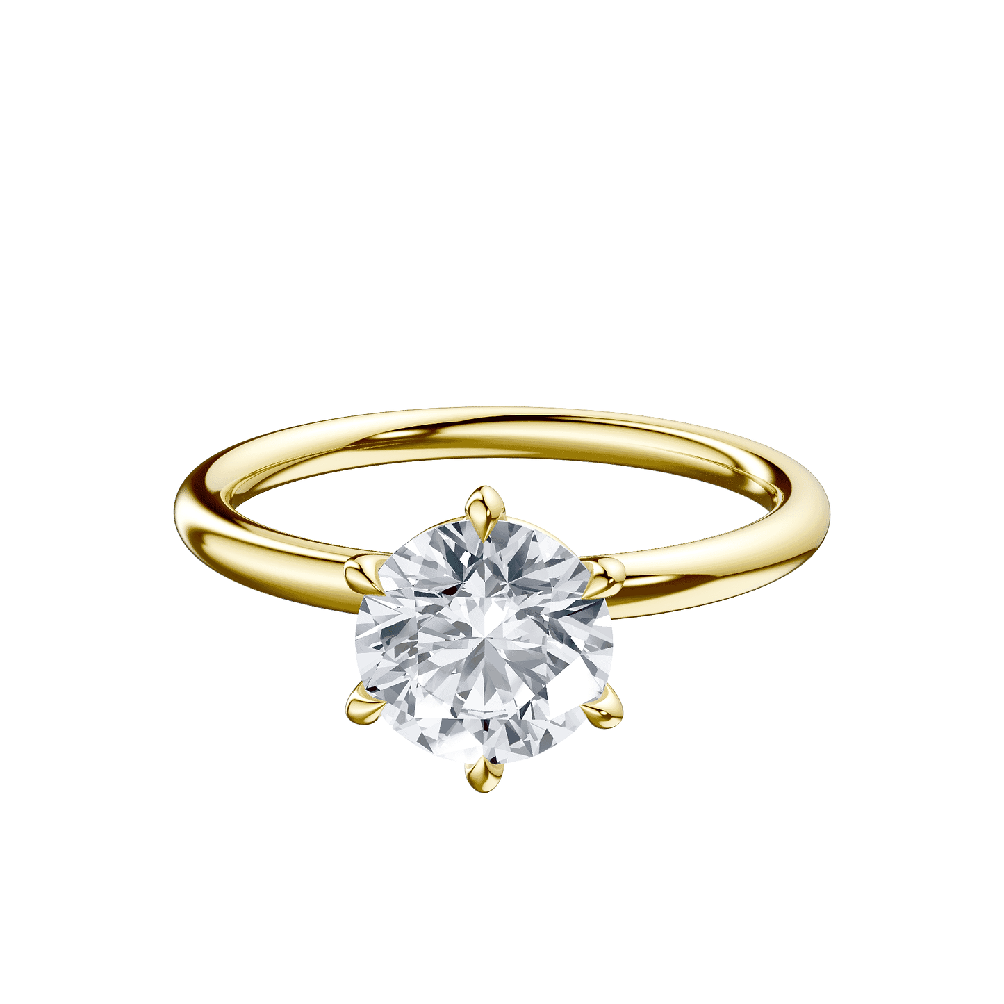 Round 2ct 14K Yellow Gold Ring