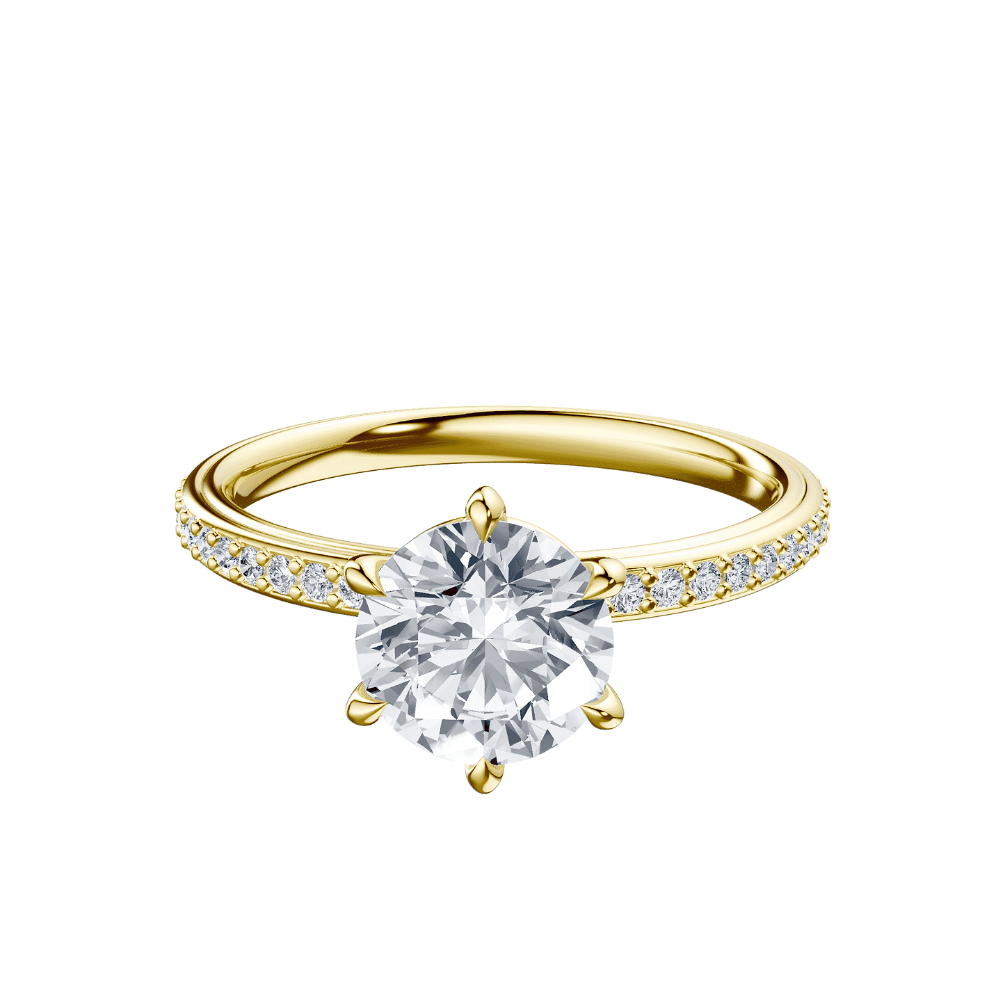 Round 1ct 14K Yellow Gold Ring