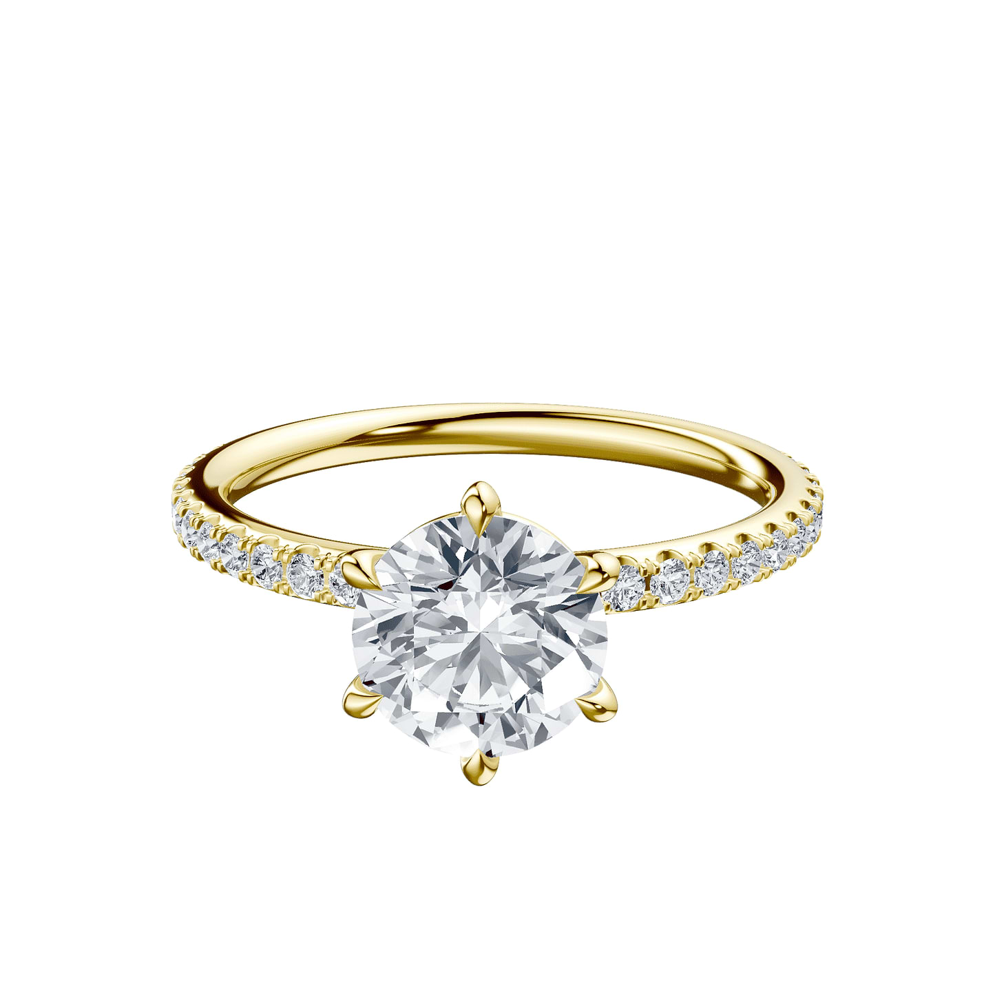 Round 2ct 14K Yellow Gold Ring