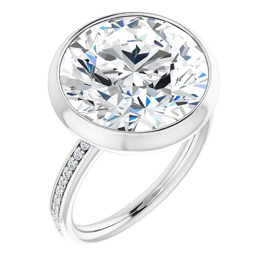 14K White 14 Round Ring Mounting