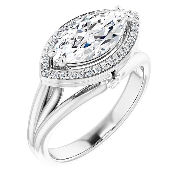 18K White Marquise Ring Mounting