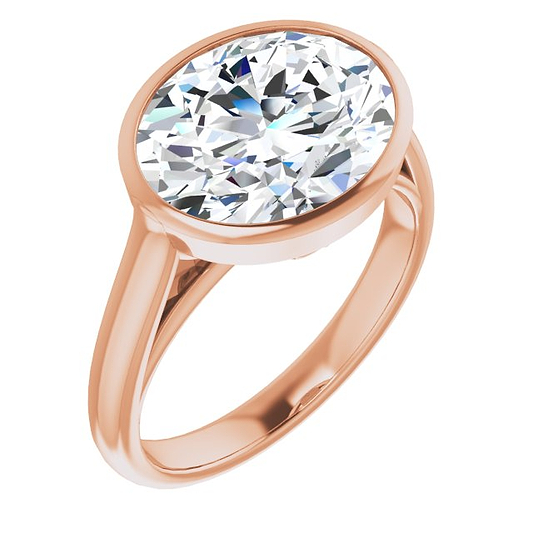 14K Rose Oval Engagement Ring Mounting