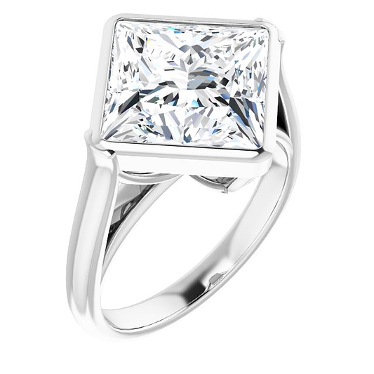 14K White 10 Square Engagement Ring Mounting