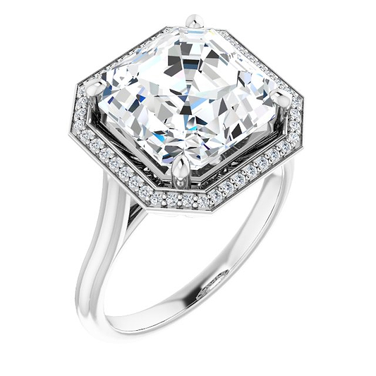 18K White 10 Asscher Ring Mounting