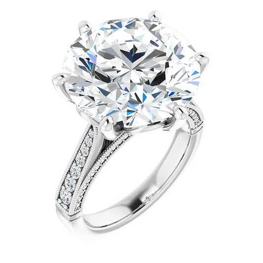 14K White 15 Round Engagement Ring Mounting
