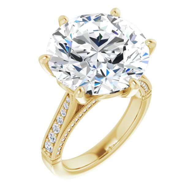 14K Yellow 15 Round Engagement Ring Mounting