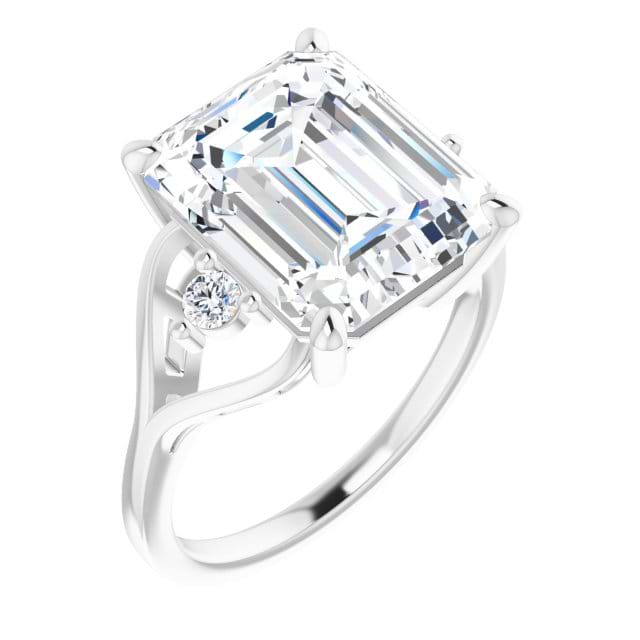14K White Emerald Ring Mounting