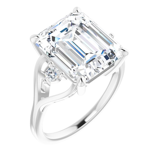 14K White Emerald Ring Mounting