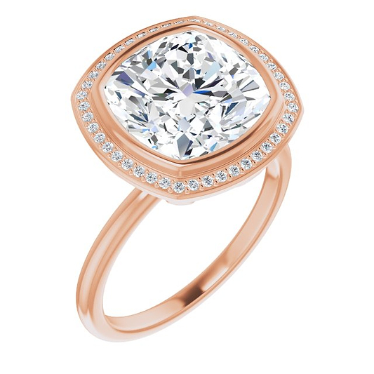 14K Rose 10 Cushion Ring Mounting
