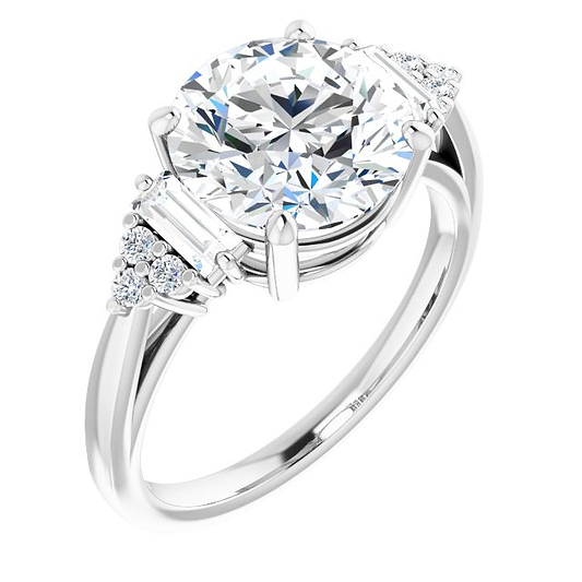 18K White 9.4 Round Engagement Ring Mounting