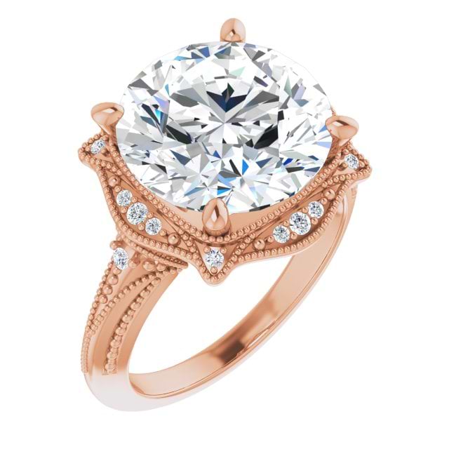 14K Rose 12 Round Ring Mounting