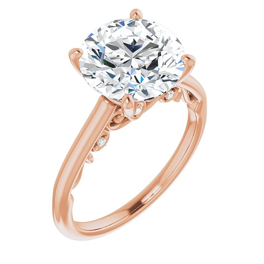 14K Rose 10 Round Engagement Ring Mounting