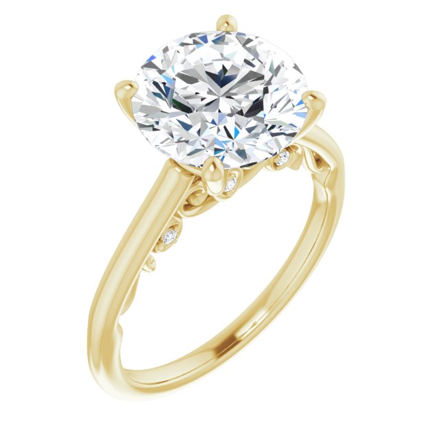 14K Yellow 10 Round Engagement Ring Mounting