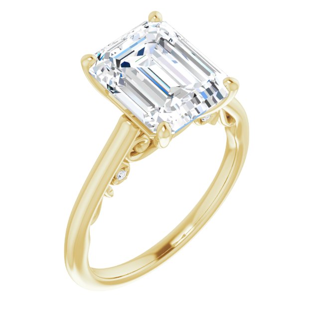 14K Yellow Emerald Engagement Ring Mounting