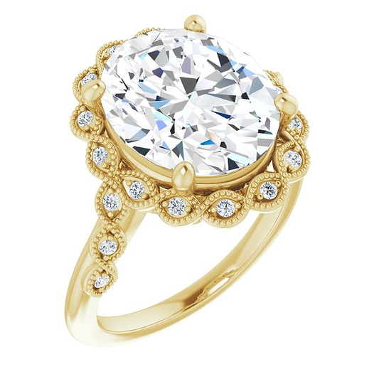 14K Yellow Oval Ring Mounting