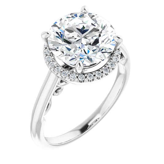 14K White 10 Round Engagement Ring Mounting