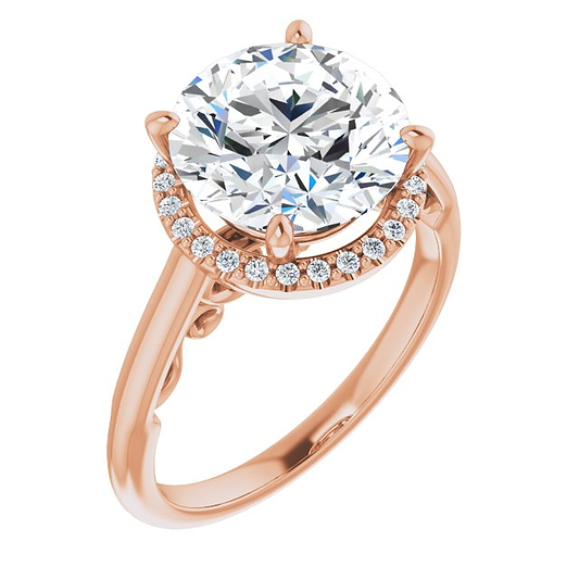 14K Rose 10 Round Engagement Ring Mounting
