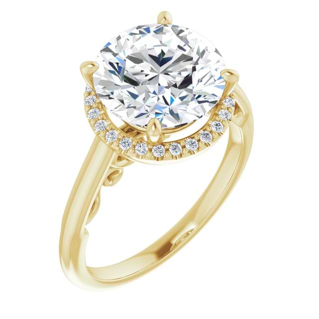 14K Yellow 10 Round Engagement Ring Mounting