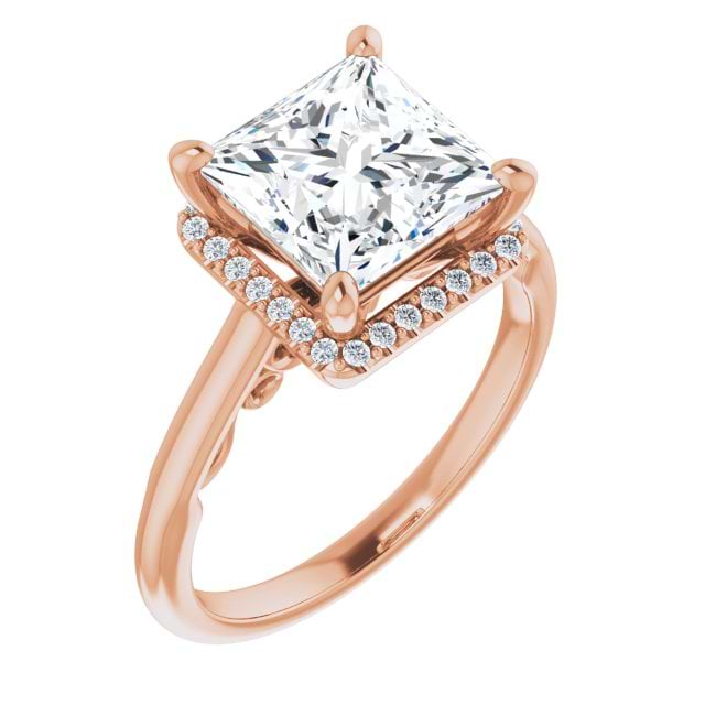 18K Rose 8 Square Engagement Ring Mounting