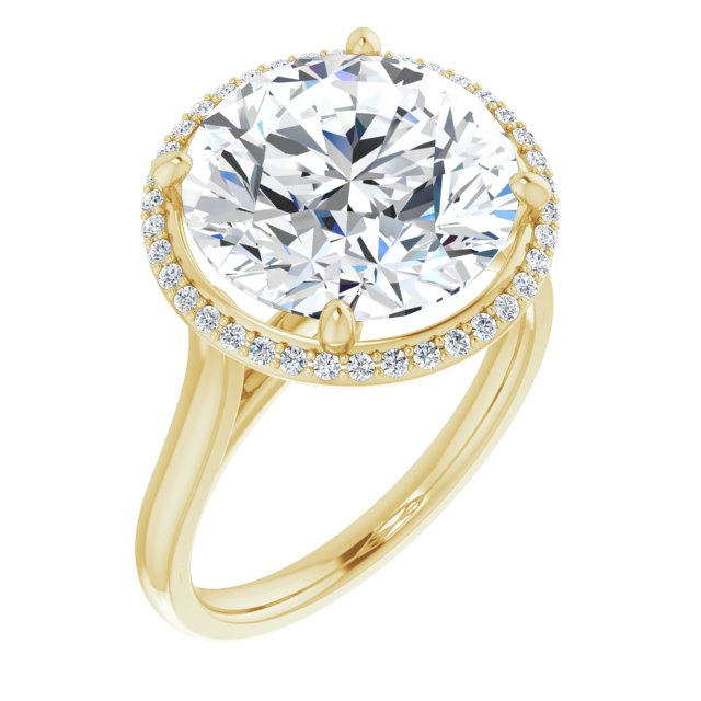 18K Yellow 12 Round Halo-Style Engagement Ring Mounting