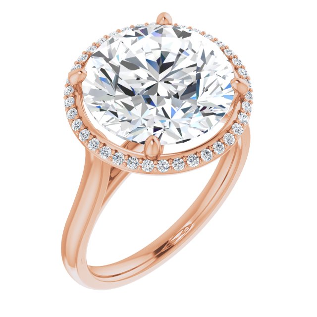 18K Rose 12 Round Halo-Style Engagement Ring Mounting