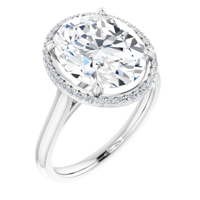 Platinum Oval Halo-Style Engagement Ring Mounting