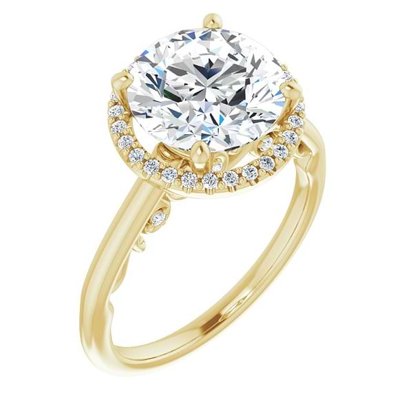 14K Yellow 9.4 Round Engagement Ring Mounting