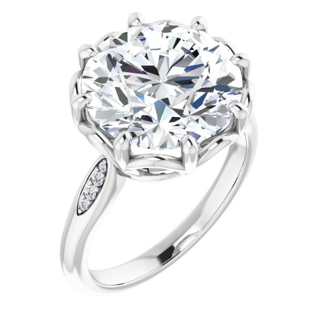 14K White 12 Round Ring Mounting
