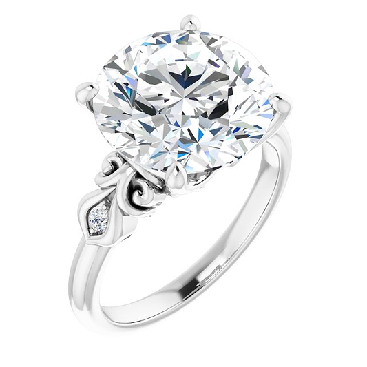 14K White 12 Round Ring Mounting