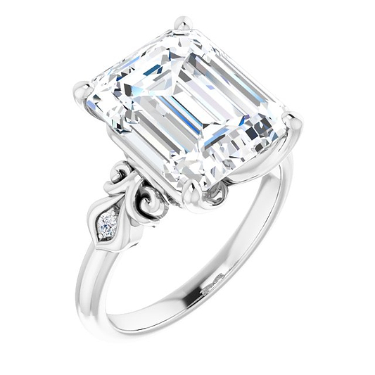 14K White Emerald Ring Mounting