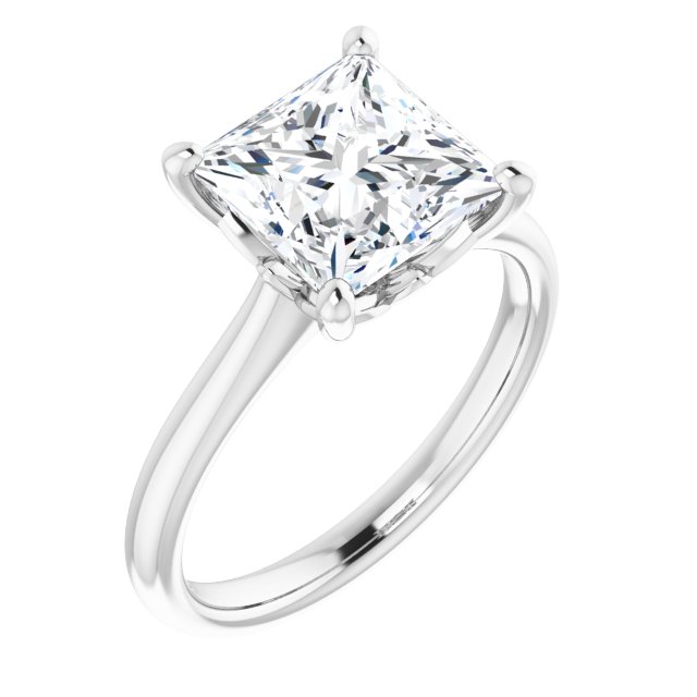 14K White 8 Square Engagement Ring Mounting