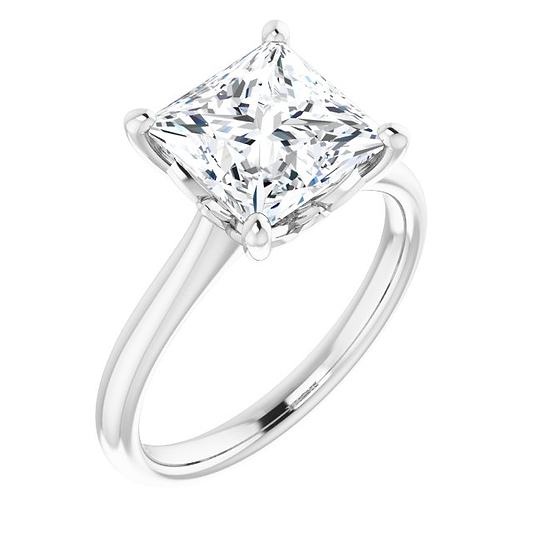 14K White 8 Square Engagement Ring Mounting