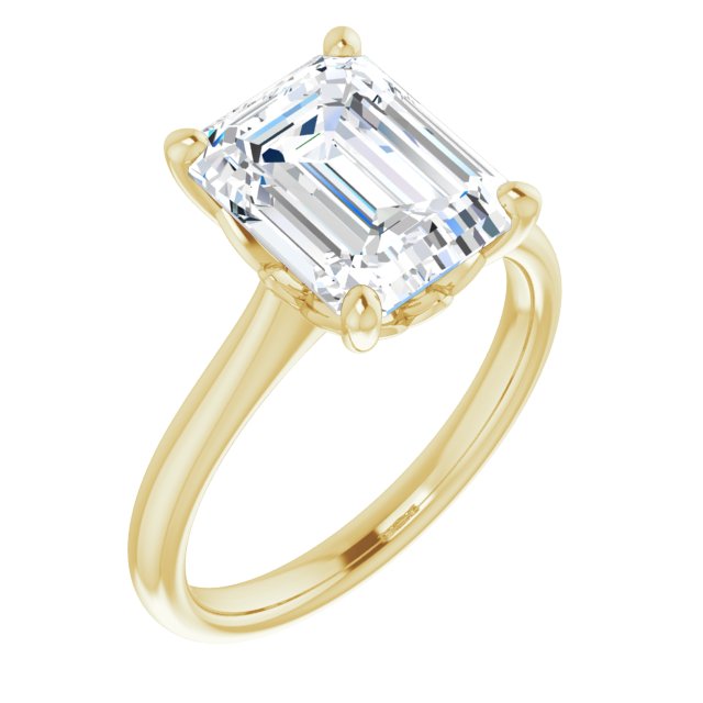 14K Yellow Emerald Engagement Ring Mounting