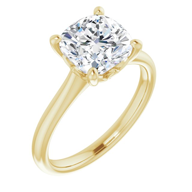 14K Yellow 8 Cushion Engagement Ring Mounting