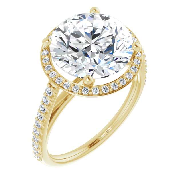 18K Yellow 11 Round Halo-Style Engagement Ring Mounting