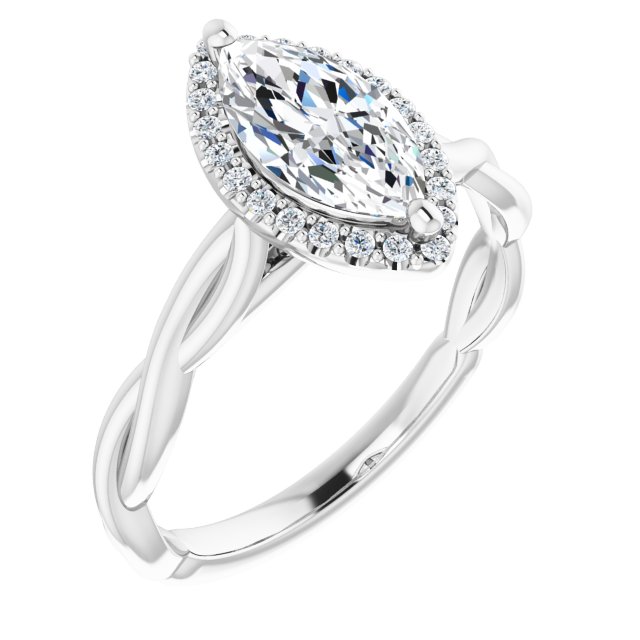 14K White Marquise Engagement Ring Mounting