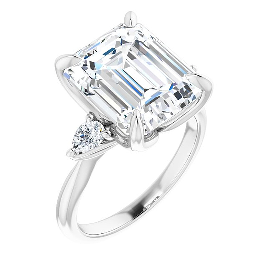 18K White Emerald Ring Mounting