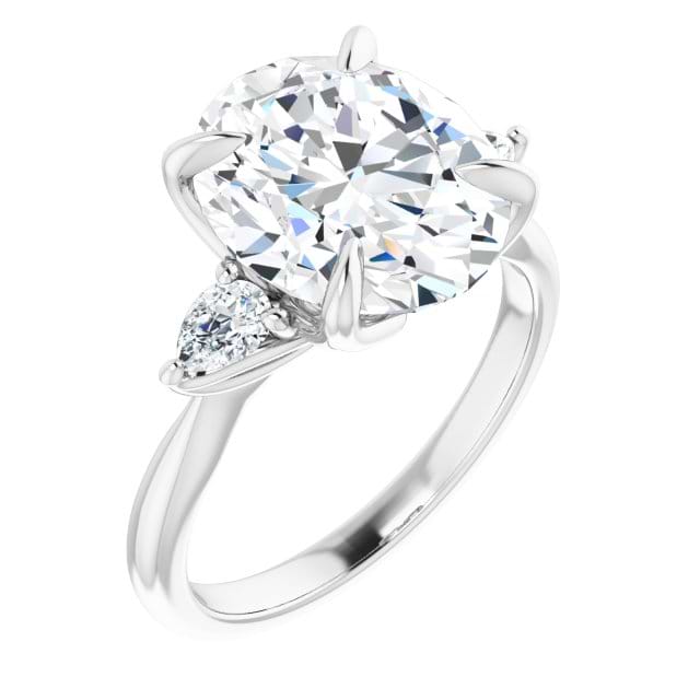 14K White Oval Ring Mounting