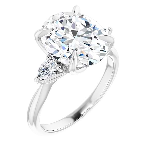 14K White Oval Ring Mounting
