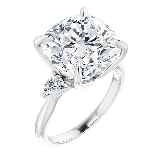 14K White 12 Cushion Ring Mounting