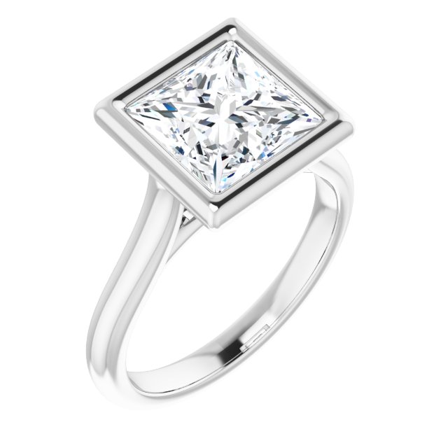 14K White 8 Square Engagement Ring Mounting