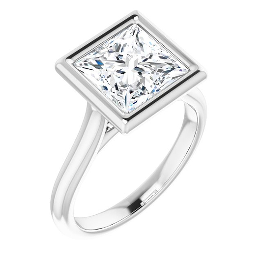 14K White 8 Square Engagement Ring Mounting