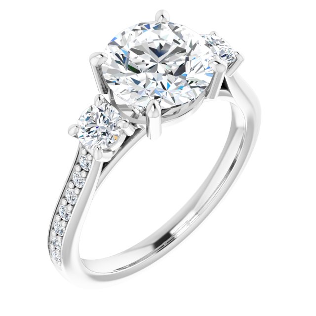 14K White 8 Round Engagement Ring Mounting