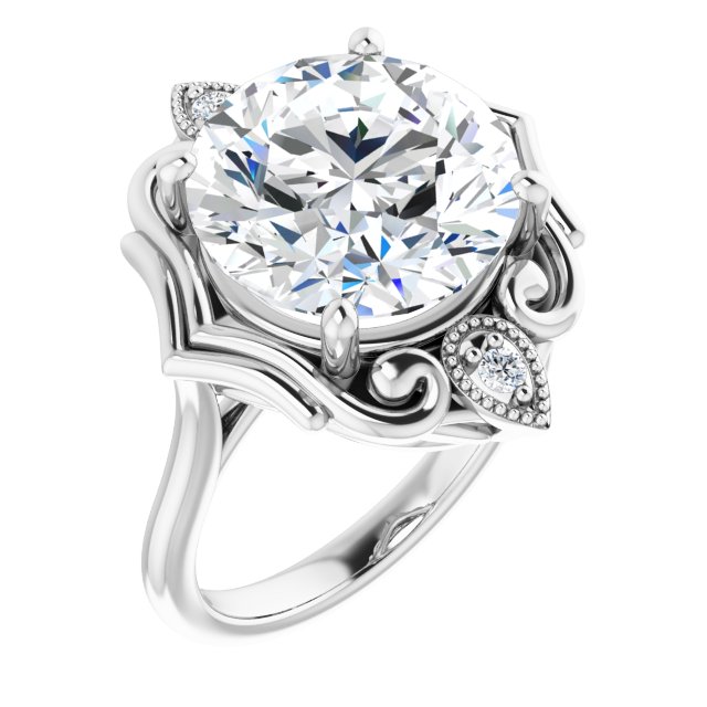 14K White 12 Round Ring Mounting